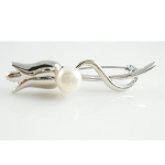 Mixed Art Nouveau Tulip Blossom Freshwater Pearl Brooch