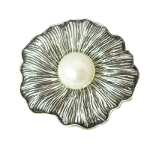 Arts & Crafts Style Pearl Beaded Flower Blossom Brooch Pendant