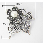 Arts & Crafts Style Pearl Beaded Flower Blossom & Vine Brooch