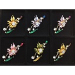 Mixed Gold Tone Enamel Flower Blossom Rhinestone Brooches