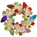 Vintage 1940's Style Multi Color Rhinestone Wreath Brooch