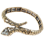 Egyptian Revival Gold Tone Snake Bracelet Inset Rhinestones