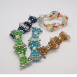 Mixed Faceted Crystal & Rhinestone Cabochon Stretch Bracelet