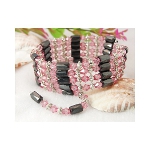 Magnetic Hematite & Faceted Glass Beads Wrap Bracelets ~ Pink