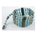 Magnetic Hematite & Faceted Glass Beads Wrap Bracelets ~ Azure