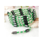 Magnetic Hematite & Faceted Glass Beads Wrap Bracelets ~ Emerald
