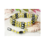 Magnetic Hematite & Faceted Glass Beads Wrap Bracelets ~ Yellow