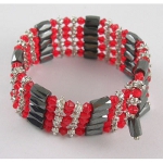 Magnetic Hematite & Faceted Glass Beads Wrap Bracelets ~ Red