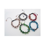 Mixed Adjustable Shambhala Bracelets with Colored Glass Beads