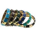 Mixed Color Block Gold Tone Enamel Hinge Bracelets
