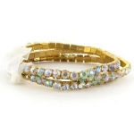 Faux AB Rhinestone Stretch Bracelet ~ Crystal on Gold Tone
