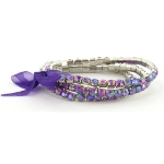 Faux AB Rhinestone Stretch Bracelet ~ Amethyst on Silver Tone