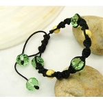 Shambhala Faceted Crystal & Gold Bead Bracelet ~ Green