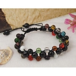 Adjustable Shambhala Mixed Glass Beaded Bracelet