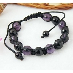 Adjustable Shambhala Round Glass Beads Bracelet ~ Amethyst