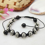 Adjustable Tibetan Silver Large Skull Shambhala Bracelets