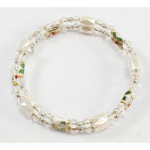 Magnetic Hematite & Cloisonne Bead Wrap Bracelet ~ White