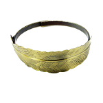 Antiqued Bronzed Solid Brass Feather Cuff Metal Bracelet