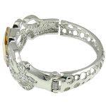 French Empire Style Silver Tone Rhinestone Bangle Bracelet