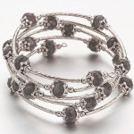 Adjustable Gemstone Bead & Silver Wrap Bracelet Labradorite