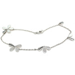 Sterling Silver He Loves Me Daisy Flower Blossom Bracelet