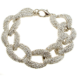 Large Curb Chain Sterling Silver Inset Clear CZ Stone Bracelet