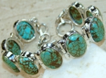 Sterling Silver & 10 Oval Turquoise Cabochons Bracelet
