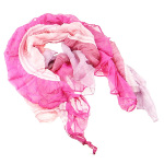 Silk & Nylon Stretchy Color Block Scarf