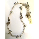 Designer Elly Preston Long Silver Tone Circle & Crystal Necklace