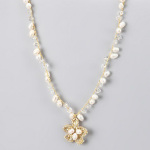 Designer Elly Preston Gold Tone Pearl & Crystal Blossom Necklace