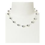 Designer Elly Preston Hand-Strung Bright Silver Modern Necklace