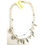 Designer Elly Preston Silver Tone Two Strand Crystal Necklace
