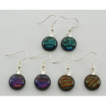 Mixed Iridescent Dichroic Art Glass Circular Earrings