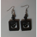 Retro Art Deco Non-Magnetic Hematite Square Earrings