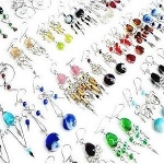 Mixed Alpaca Silver Murano Glass Dangle Earrings