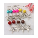Retro Tibetan Star & Glass Bead Dangle Earrings