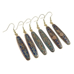 Mixed Cloisonne Enamel Art Nouveau Floral Garland Dangle Earring
