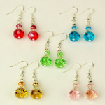 Mixed Crystal Bead Sparkle Silver Tone Fililgree Dangle Earrings