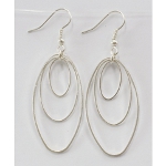 Silver Tone Iron Elegant Concentric Oval Geometric Earrings