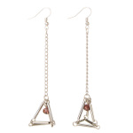 Art Deco 3D Triangle Suspended Purple Crystal Long Earrings