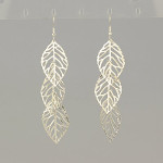 Elegant Modern Reticulated Three Leaf Dangle Iron Earrings