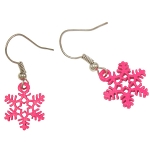 Hot Pink Enamel Zinc Snowflake Earrings