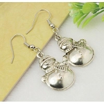 Tibetan Silver Christmas Theme Snowman Dangle Earrings