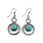 Turquoise Cab Zinc Concentric Circles Dangle Earrings