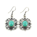 Turquoise Cab Zinc Reticulated Frill Dangle Earrings