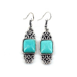 Turquoise Cab Zinc Filigree Scroll Dangle Earrings