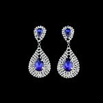 Large Faceted Crystal & Rhinestone Bling Earrings ~ Blue