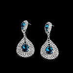 Large Faceted Crystal & Rhinestone Bling Earrings ~ Teal