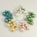 Mixed Lustrous Pearl Bead Cluster Dangle Earrings