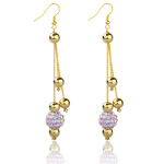Gold Tone AB Rhinestone Chandelier Earrings ~ Purple